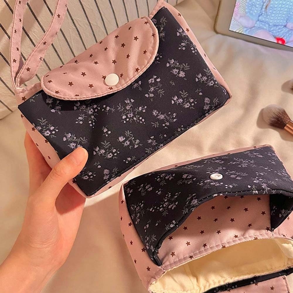 Purple Print Floral Makeup Bag - огляд і ціна Lifestyle In Korean