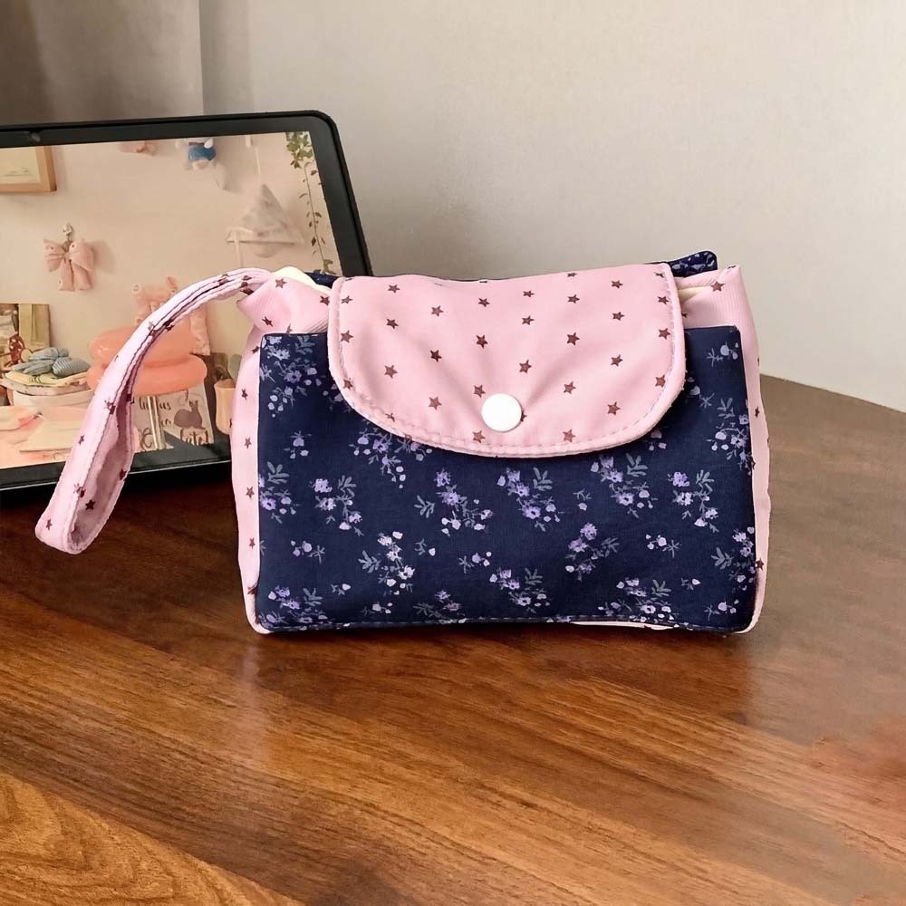 Purple Print Floral Makeup Bag - огляд і ціна Lifestyle In Korean